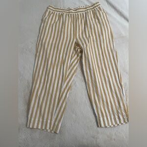 Madewell tapered Huston pull-on crop White and Mustard Striped Pants